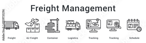 Freight Management coordinates freight, containers, air transport, logistics, tracking systems, and scheduling to ensure smooth delivery operations.