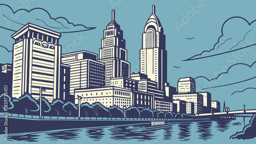 Philadelphia skyline showcasing iconic buildings. Suitable for travel guides, city brochures, website banners, and social media posts. Perfect for philadelphia enthusiasts.