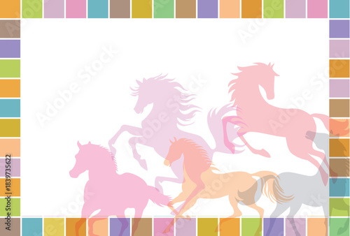 午　年賀状　干支　背景