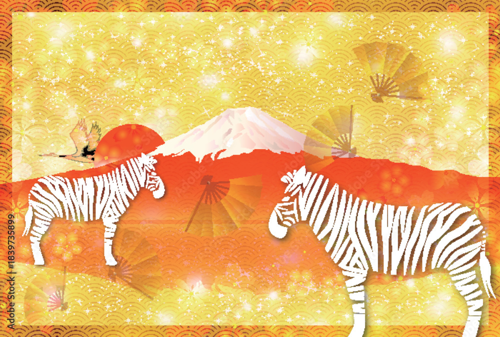 Naklejka premium 午 年賀状 干支 背景