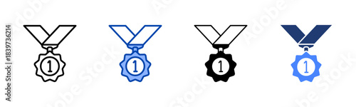 Achievement icon set multiple style collection