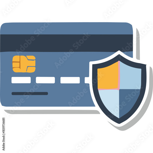 Blue Credit Card With Protective Shield Symbol Representing Financial Security and Protection Against Fraud