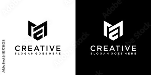 ME or EM initial letter logo design vector