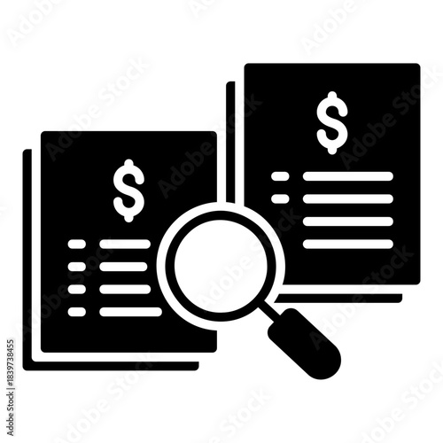 Financial document reconciliation icon for data comparison