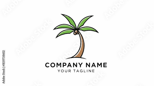 A simple, cartoon-style illustration of a palm tree with coconuts, suitable for a company logo or tropical brand identity.