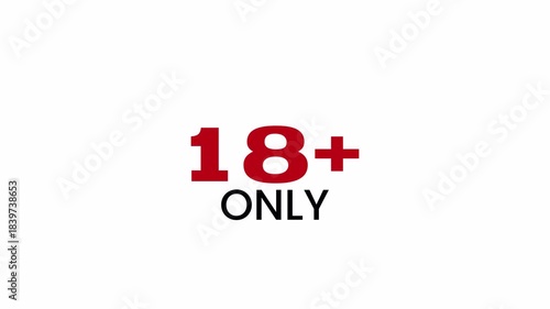 18 plus blured icon sign animation on transparent background. 4K video 