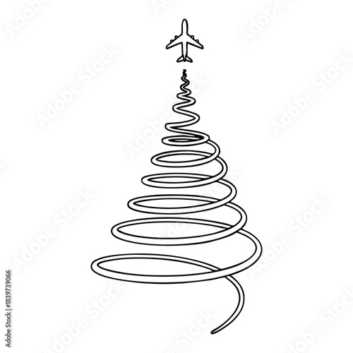 An artistic representation of an airplane's spiral descent creating a unique visual flight path design