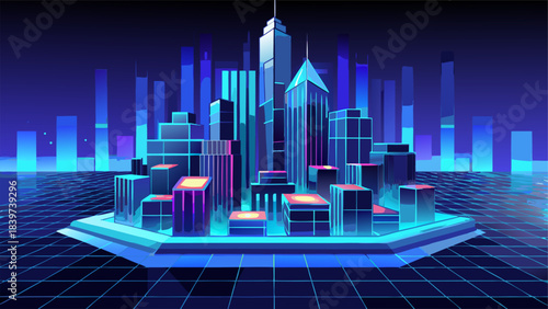 Futuristic Digital City Metropolis Urban Technology Innovation Isolated background
