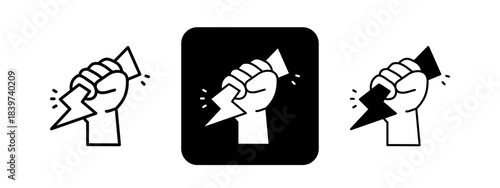 Willpower  Solid color and black line drawing vector illustration set