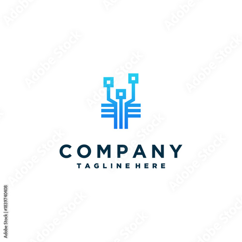 technology logo template design, emblem, symbol, or icon