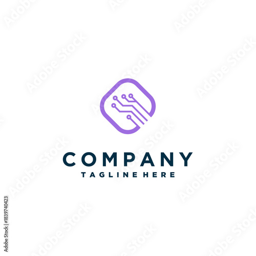 technology logo template design, emblem, symbol, or icon