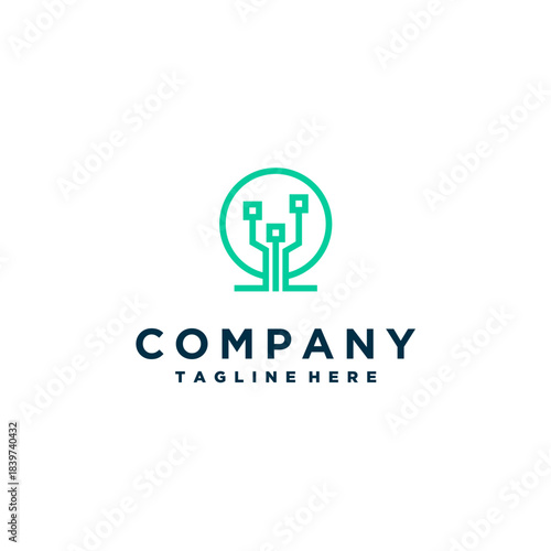 technology logo template design, emblem, symbol, or icon