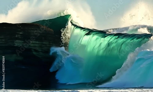 Air laut yang menerpa batu karang di pinggir pantai 