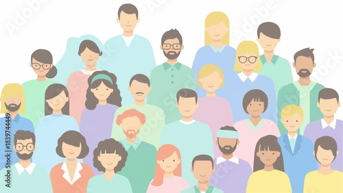 Diverse Group of People Illustration for Community and Connection.