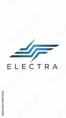 Free Download A blue and white logo featuring a stylized, abstract graphic resembling wings or a lightning bolt above the word 
