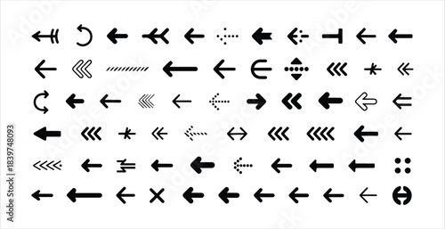 Group of dark outline arrow symbols showing various directions including circular and double movement
