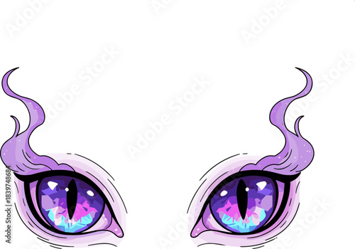 Illustration of Mystical Cartoon Eyes with Tentacles in Fantasy Style