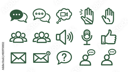 Comprehensive Collection of Modern Communication and Social Interaction Line Icons for Digital Platforms and Online Engagement Solutions