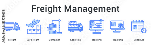 Freight Management coordinates freight, containers, air transport, logistics, tracking systems, and scheduling to ensure smooth delivery operations.