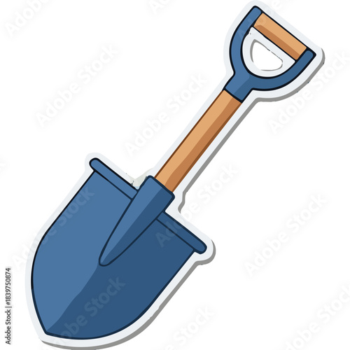 Blue Metal Shovel With Wooden Handle Isolated On Transparent Background Studio Shot Agricultural Tool For Digging And Gardening