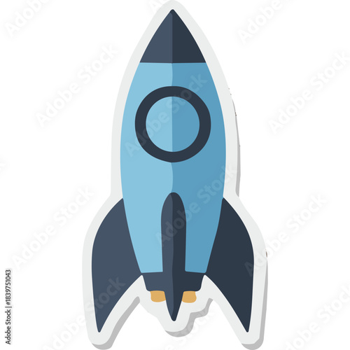 Blue Rocket Spaceship Flying Upwards With Dark Navy Accents On Black Background Ideal For Space Exploration And Futuristic Concepts