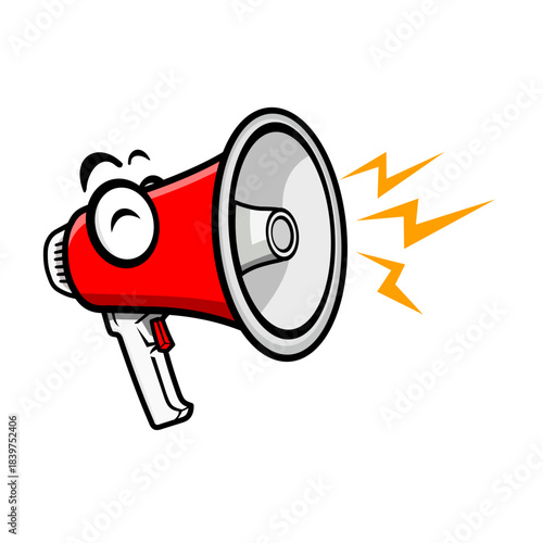 Cartoon Vector Megaphone, Dynamic Loudspeaker for Announcements and Alerts, Public Speaking. True Vector, not using auto-trace.
