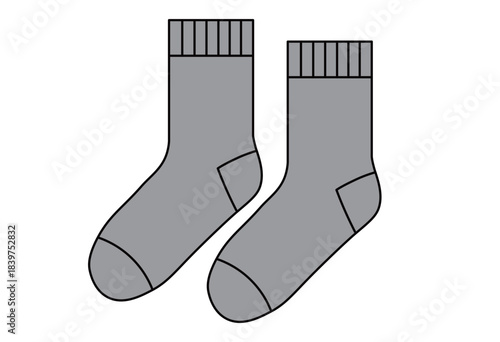 Pair of Simple Gray Socks Illustration for Clothing and Lifestyle Use