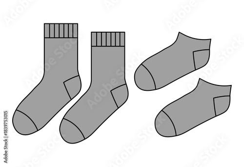 Set of Regular-Length and Ankle Socks Illustration for Apparel and Lifestyle Use