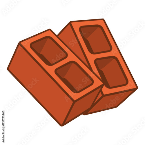 Bricks building material construction flat color vector illustration template design