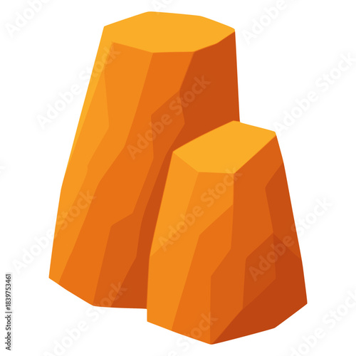 Desert rock nature cliff landscape flat color vector illustration template design