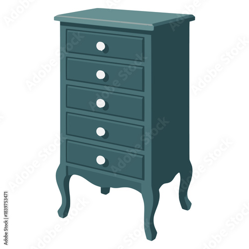 wooden drawers furniture decoration interior flat color vector illustration template design
