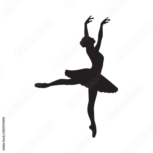 Graceful ballerina silhouette dancing in elegant pose