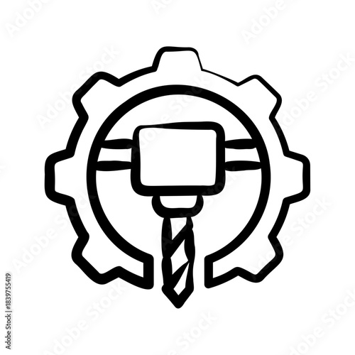 Cnc Machine Icon - Handdrawn