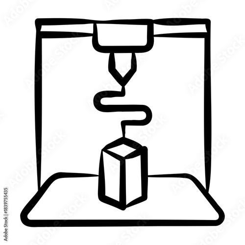 3D Printer Icon - Handdrawn