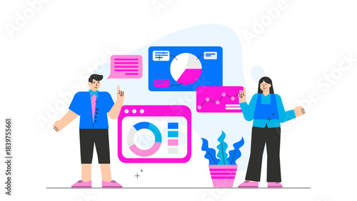 Flat vector of business elevator pitch Flat Vector Illustration