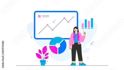 Business leader presenting corporate vision Flat Vector Illustration