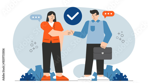 Flat vector of corporate partnership handshake Flat Vector Illustration