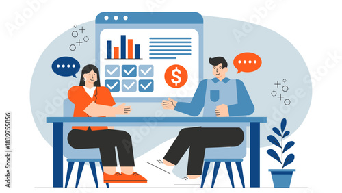 Business negotiation meeting illustration Flat Vector Illustration