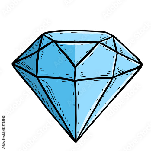 Handdrawn diamond heart vector illustration