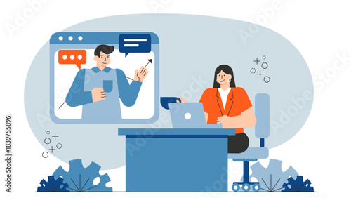 Flat vector of online webinar session Flat Vector Illustration