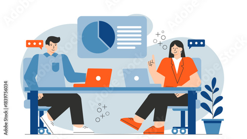Flat design of client consulting session Flat Vector Illustration