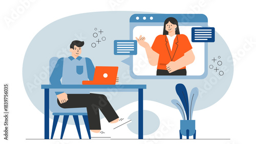 Flat illustration of remote workshop training Flat Vector Illustration