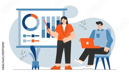 Flat vector of company town hall meeting Flat Vector Illustration