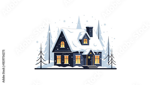 Halloween castle vector illustration: fantasy cartoon home design in a medieval town at night