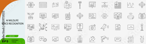 "ai content localization icons, minimal line vector set"