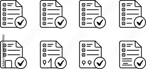 Collection of Checklist Icons with Checkmarks