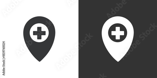 Clinic Location icon. Solid glyph series icon