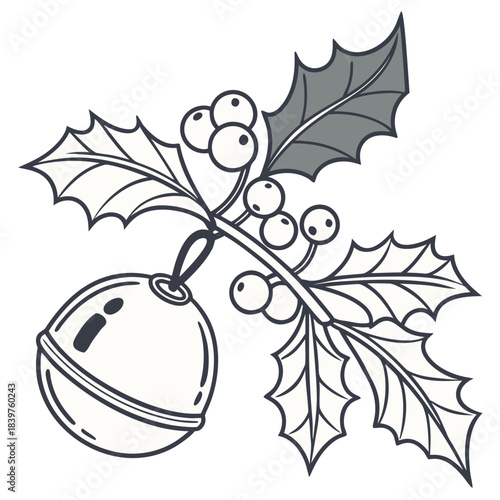 minimal round sleigh bell, simple cut-out shapes, soft gold pastel fill, no gradients, modern scandi holiday icon, isolated on pure white background, vector illustration
