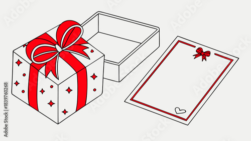 Gift box and blank greeting card layout for invitations and decorations
