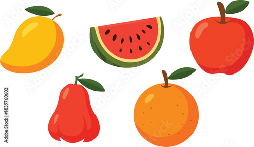 a set of tropical fruits